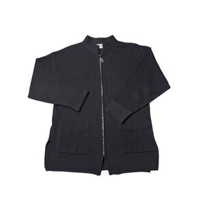 Giulia Black Wool Blend Swarovski Zipper